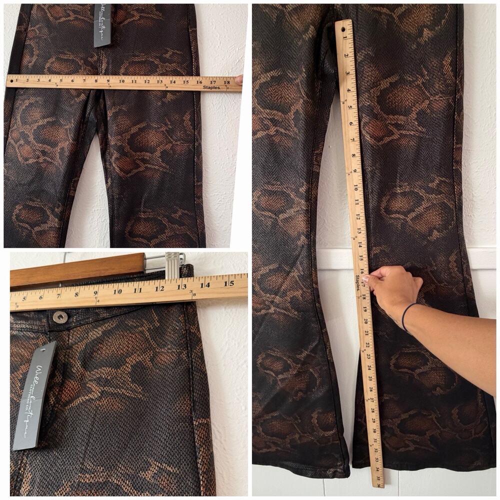 Willow Boutique XL Brown Snake Print Flare Pants High Rise Stretch Bell Bottom - Picture 8 of 10